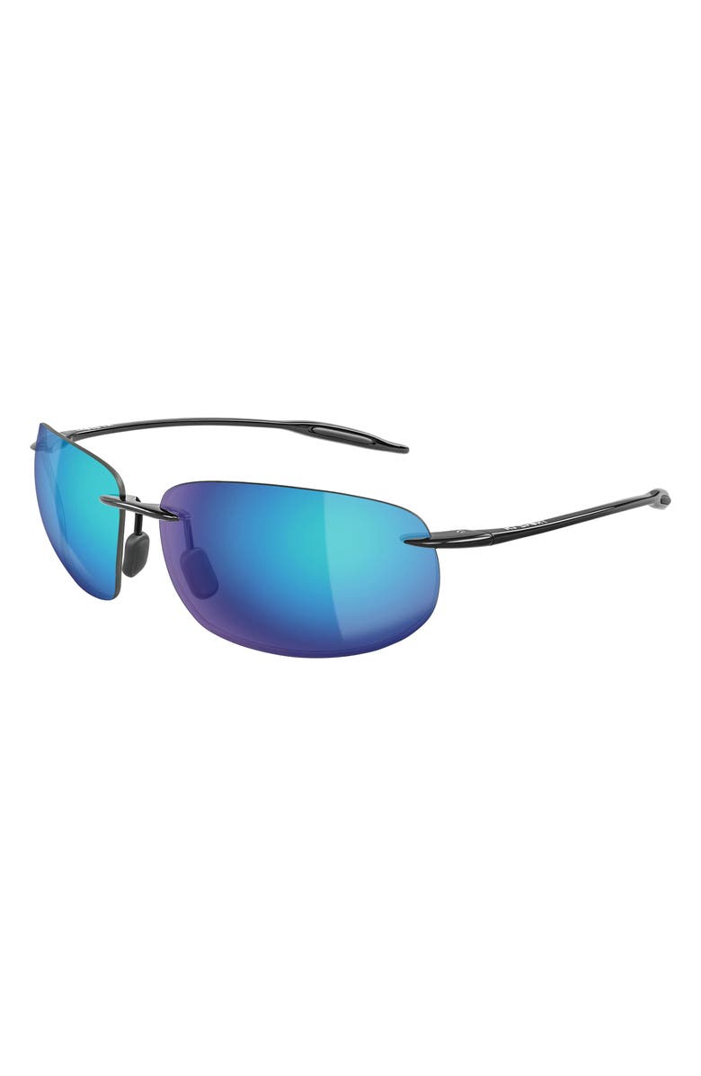 Maui Jim 64mm Oversize PolarizedPlus2<sup>®</sup> Rectangular Sunglasses, Alternate, color, Black