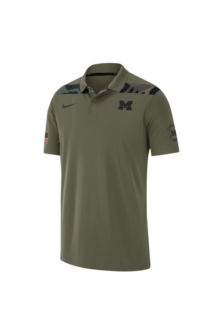 Men's Jordan Brand  Olive Michigan Wolverines 2023 Sideline Coaches Military Pack Performance Polo, Alternate, color, Olive