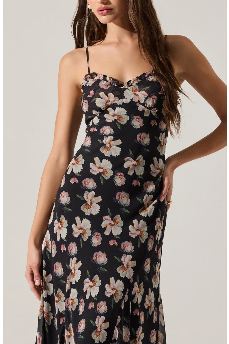 Maeryn Sweetheart Neck Dress, Alternate, color, BLACK FLRL