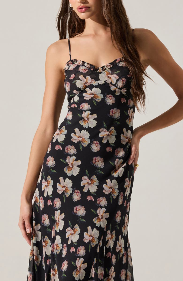 ASTR the Label Maeryn Sweetheart Neck Dress, Alternate, color, Black Floral