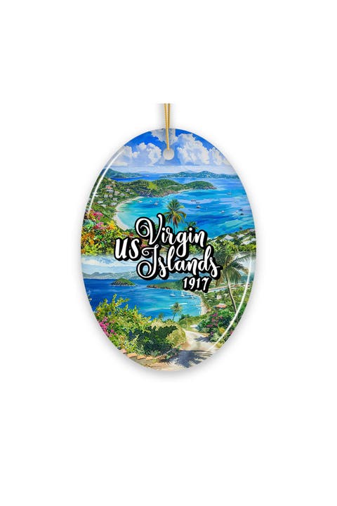 Virgin Islands Watercolor Sailboat Oval Ornament