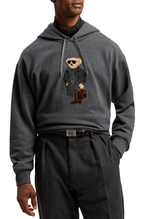 Felpa Bear Appliqué Cotton & Cashmere Hoodie
