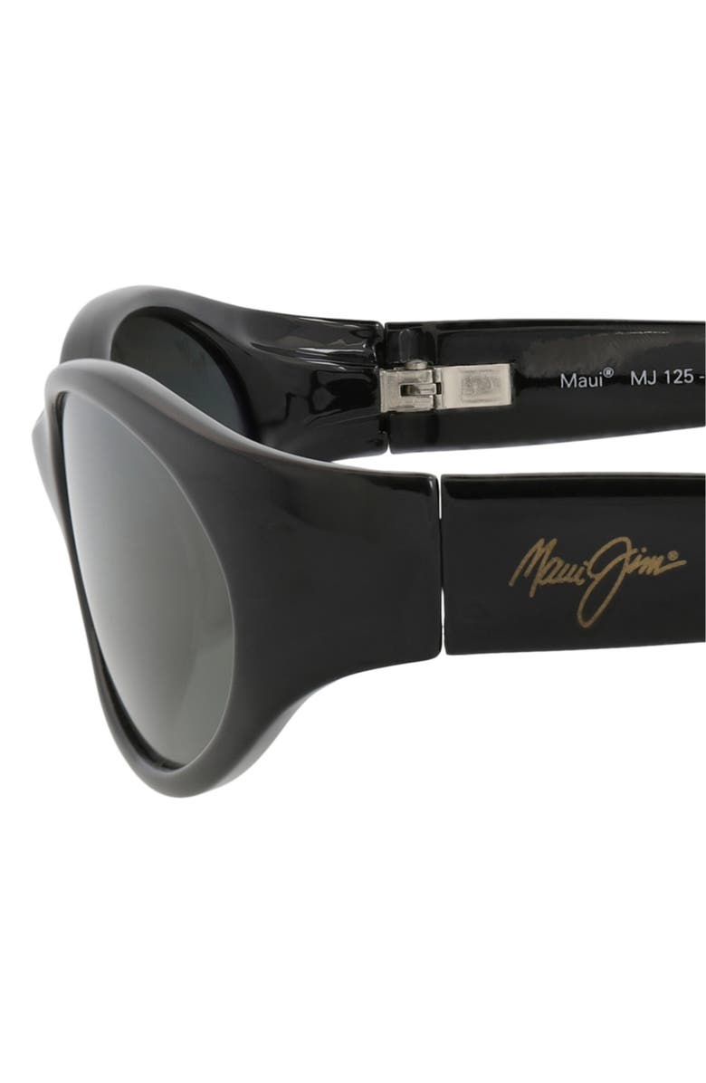 Maui Jim 57mm Polarized Oval Sunglasses, Alternate, color, Black Black Grey