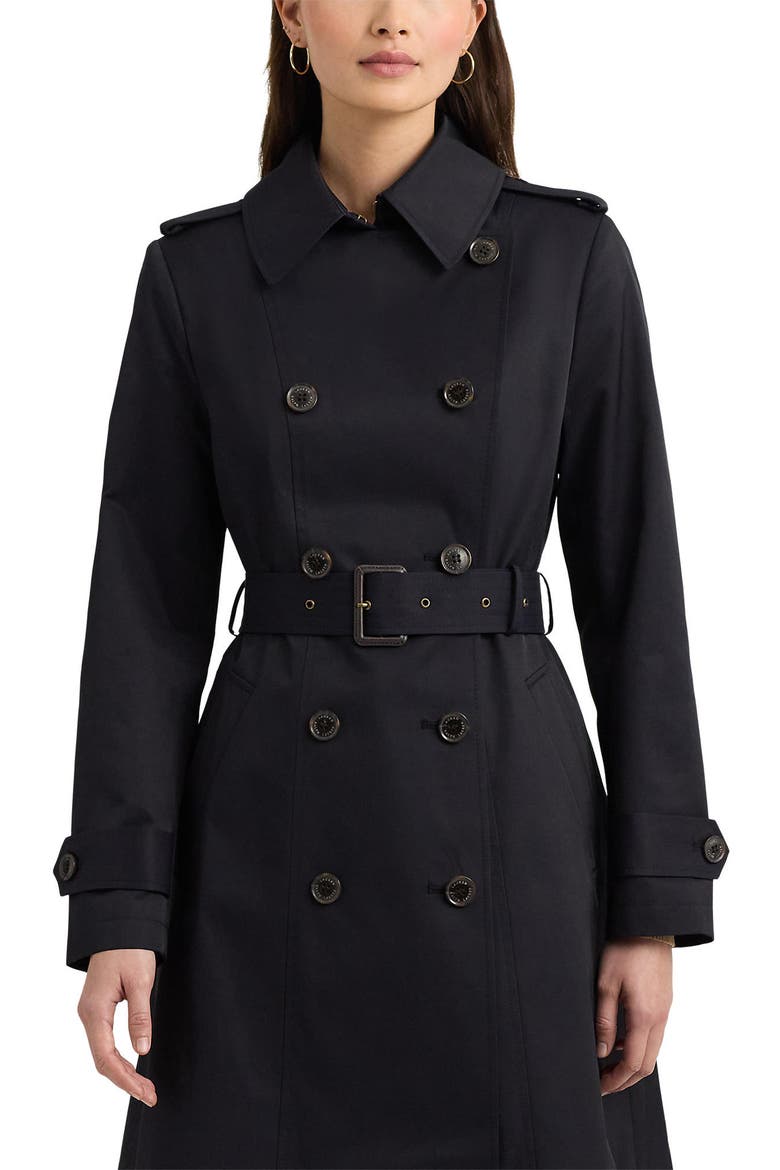 Water Resistant Belted Double Breasted Trench Coat, Alternate, color, DARK NAVY