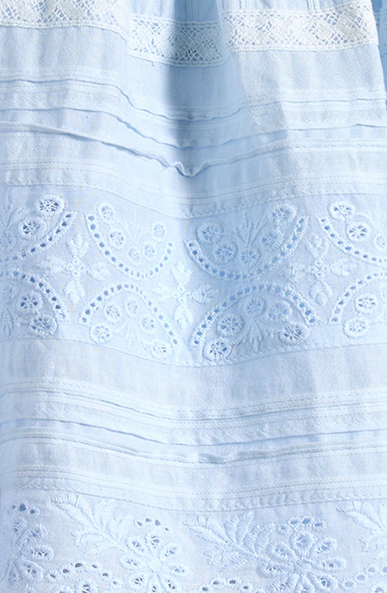 LoveShackFancy Sani Lace Miniskirt, Alternate, color, Blue Finch