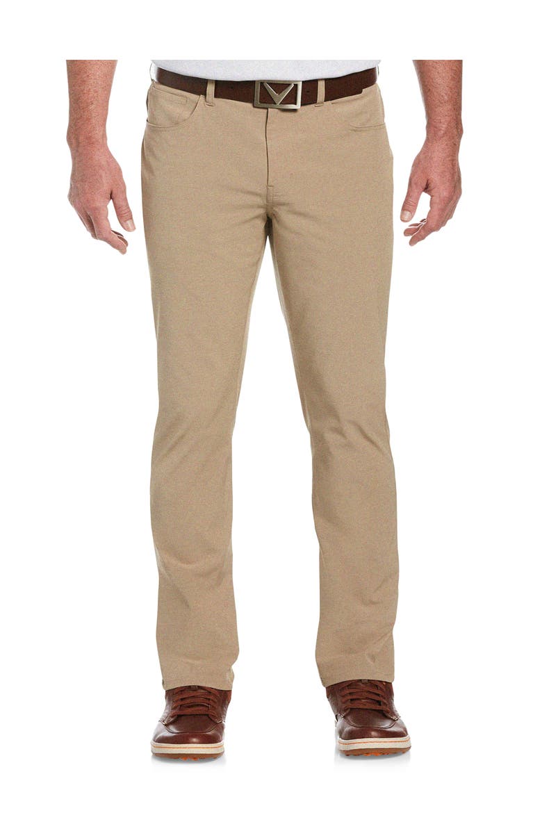 Callaway Big & Tall 5-Pocket Flat-Front Everplay Pants, Main, color, Khaki Heather