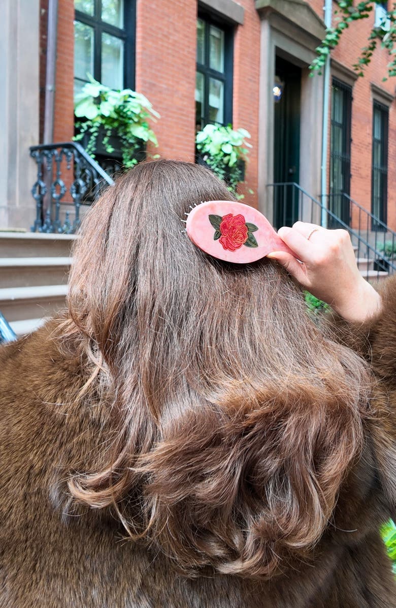 Solar Eclipse Hand Painted Vintage Rose Pink Amazing Hair Day Brush, Alternate, color, Pink