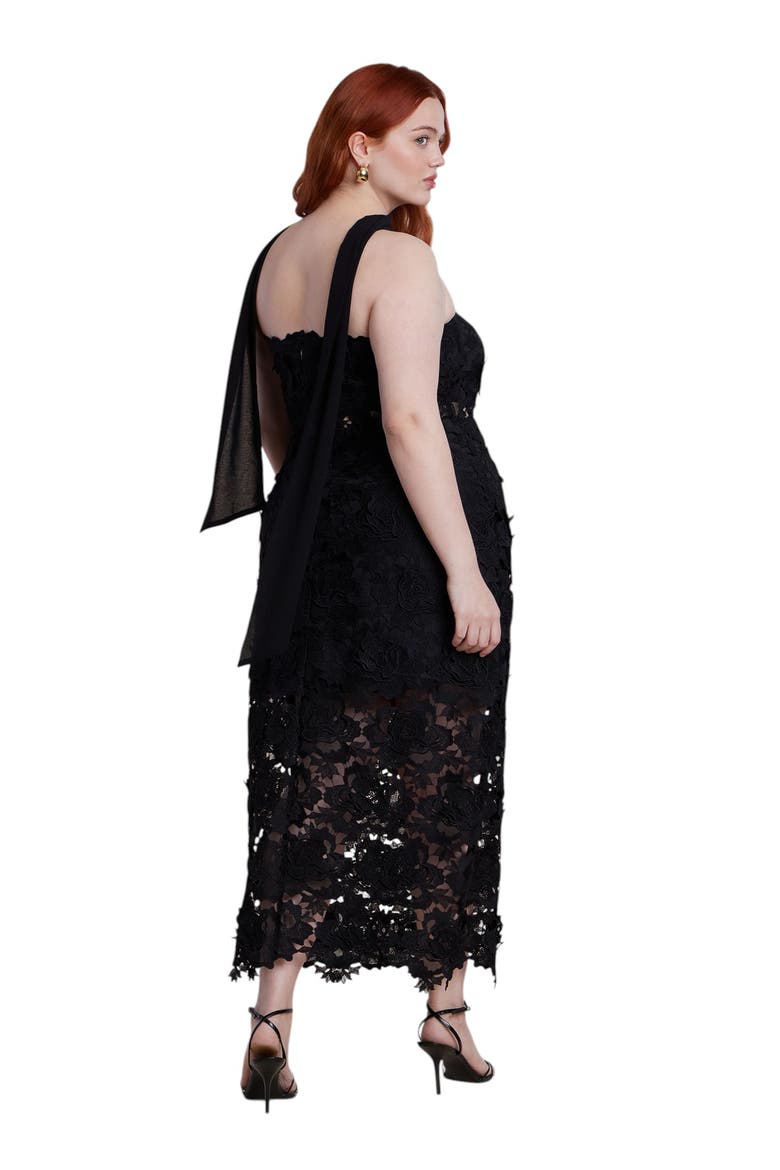 Strapless Lace Dress With Scarf, Alternate, color, BLACK ONYX