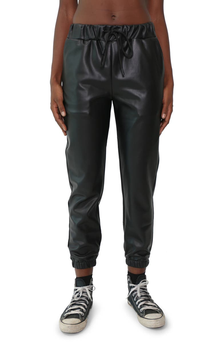 Electric & Rose Downtown Faux Leather Joggers, Main, color, 