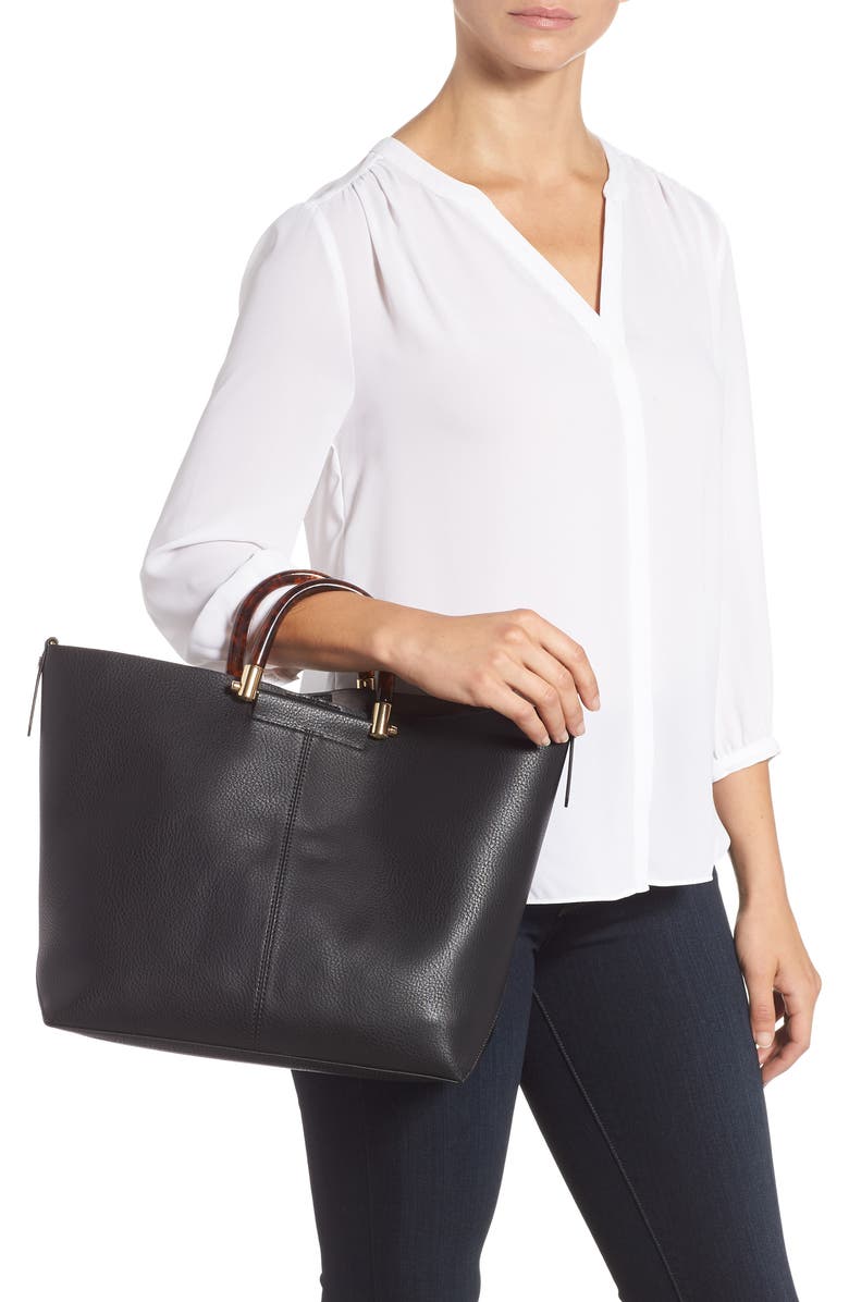 Topshop Sallie Tortoiseshell Handle Tote, Alternate, color,