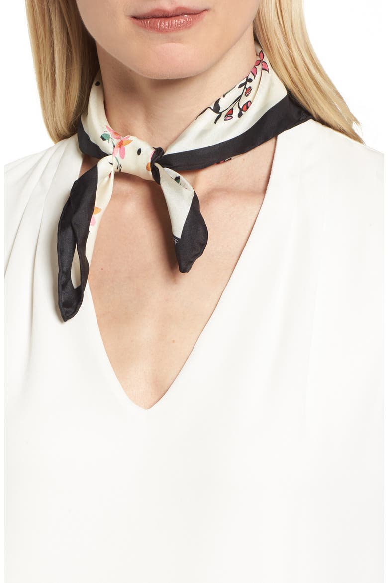 Twilight Floral Silk Bandana, Main, color, WHITE