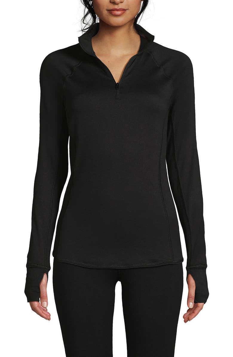 Lands' End Baselayer Cozy Thermaskin Quarter Zip Top, Main, color,