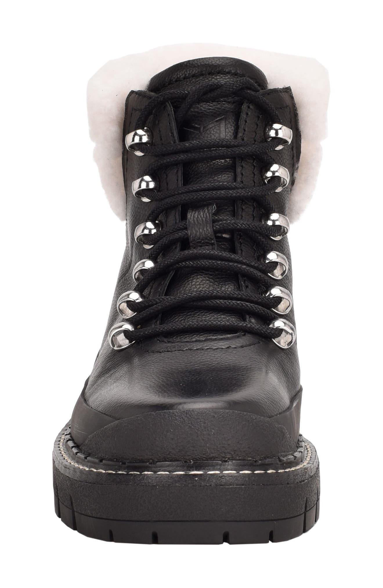 Marc Fisher LTD Cade Genuine Shearling Cuff Lace-Up Boot, Alternate, color, 