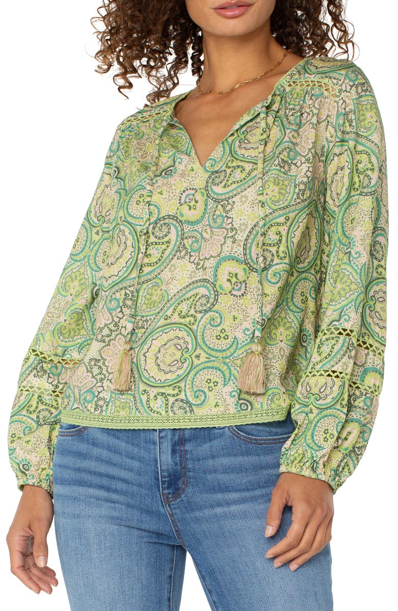 Liverpool Los Angeles Print Tie Neck Top, Alternate, color, 