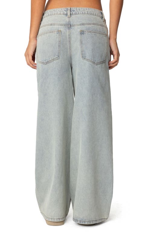 Edikted Side Stripe Wide Leg Jeans In Light-blue