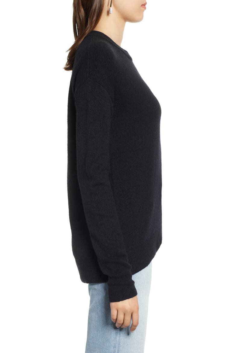 Crewneck Wool Blend Sweater, Alternate, color, BLACK