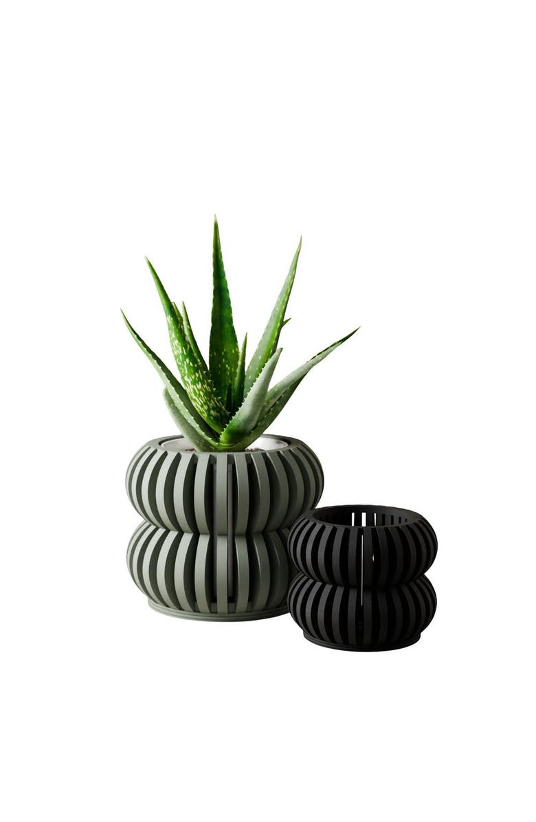 Modernized Pottery Double Bubbles Orchid Planter, Main, color, Midnight Black - 7"