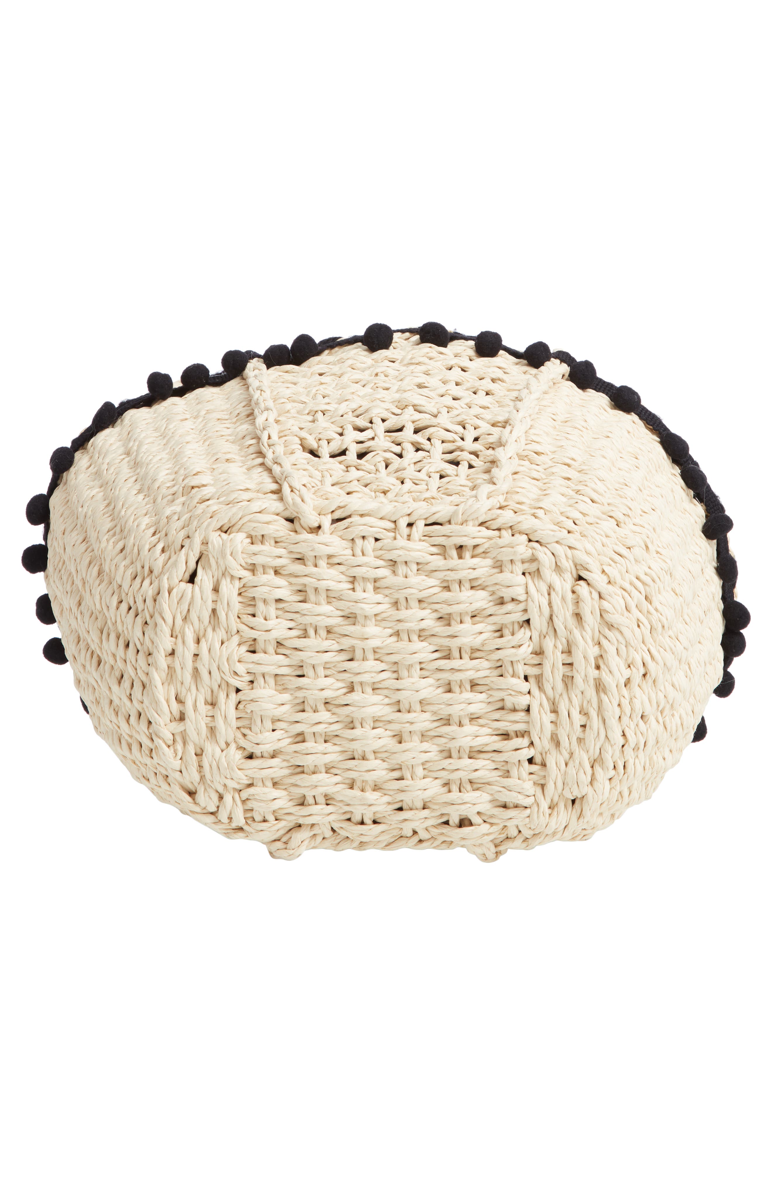 Knotty Straw Pompom Tote, Alternate, color, 