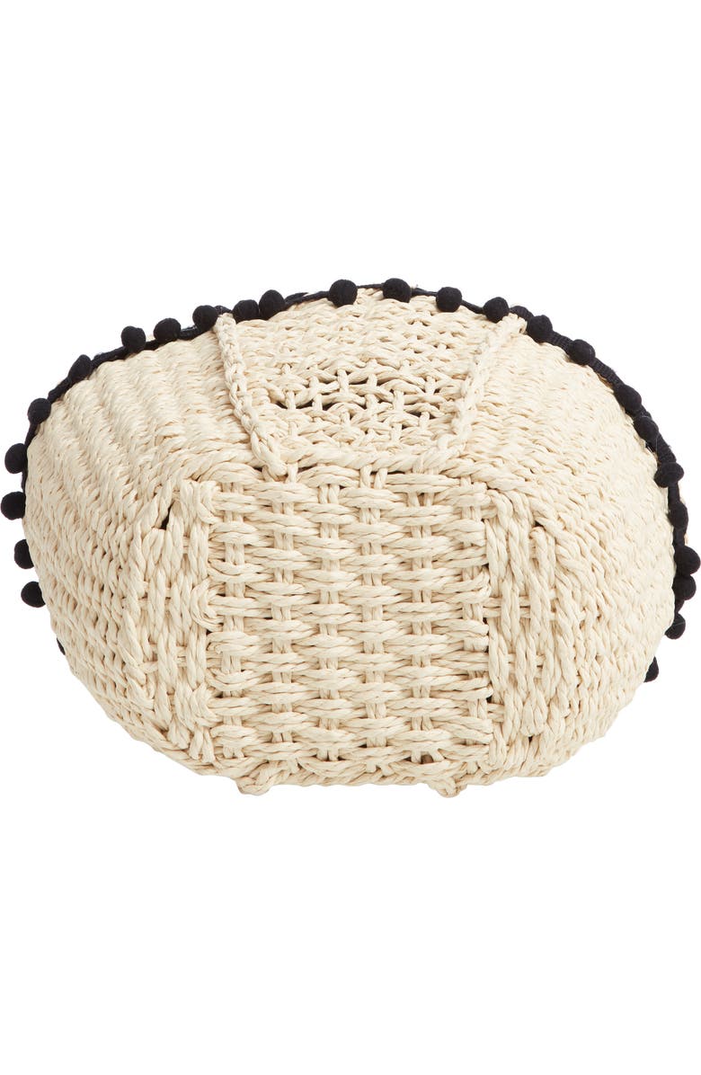 Knotty Straw Pompom Tote, Alternate, color,