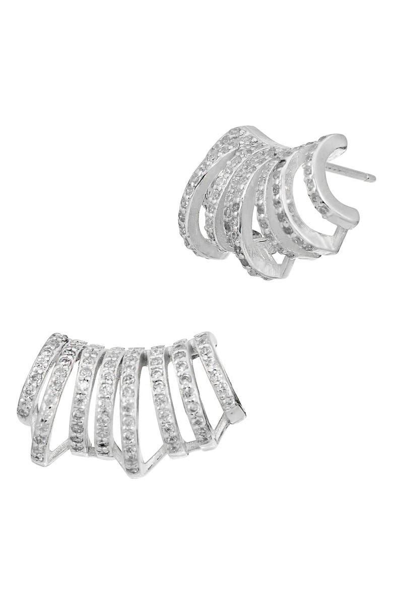 SAVVY CIE JEWELS CZ Pavé Ear Hugger Earrings, Main, color, White