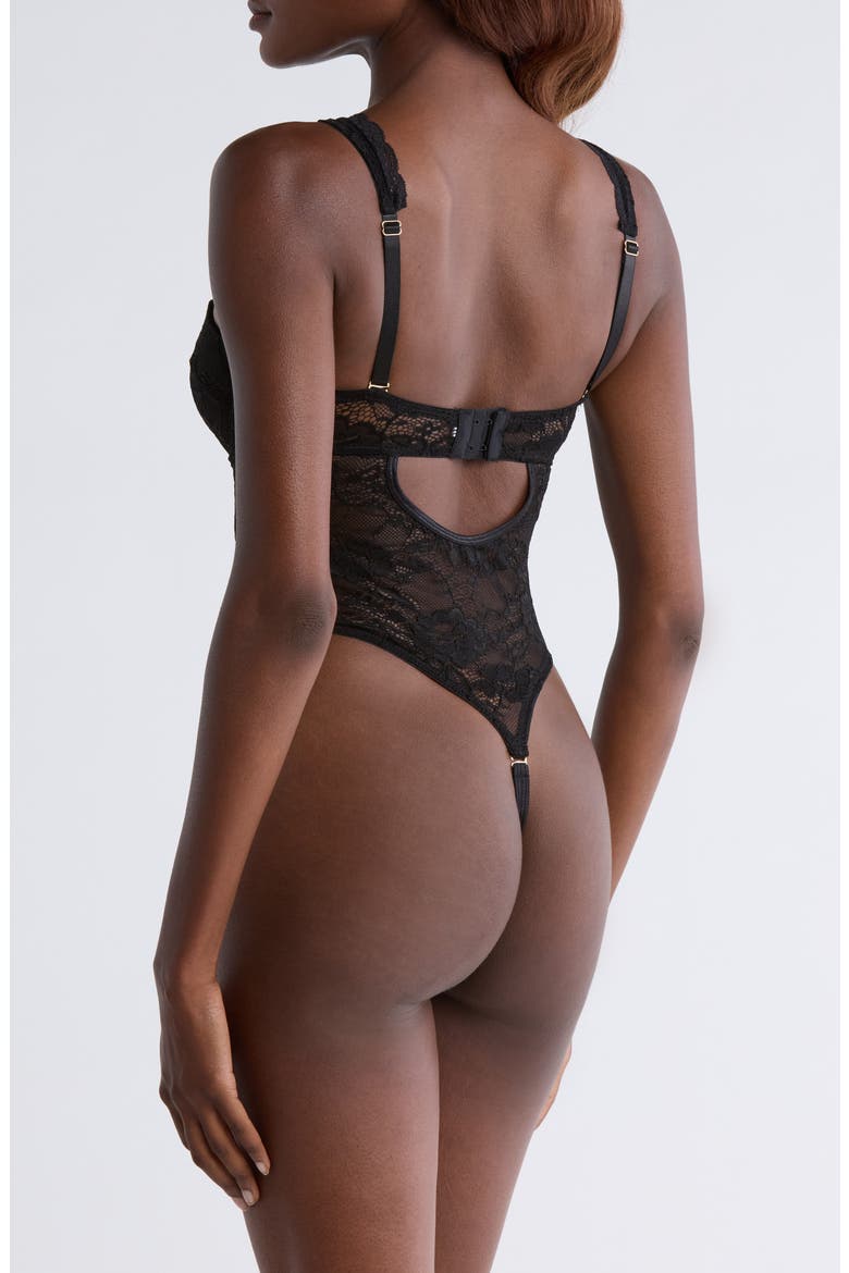 Lace Underwire Teddy with Removable Neck Piece, Alternate, color, BLACK