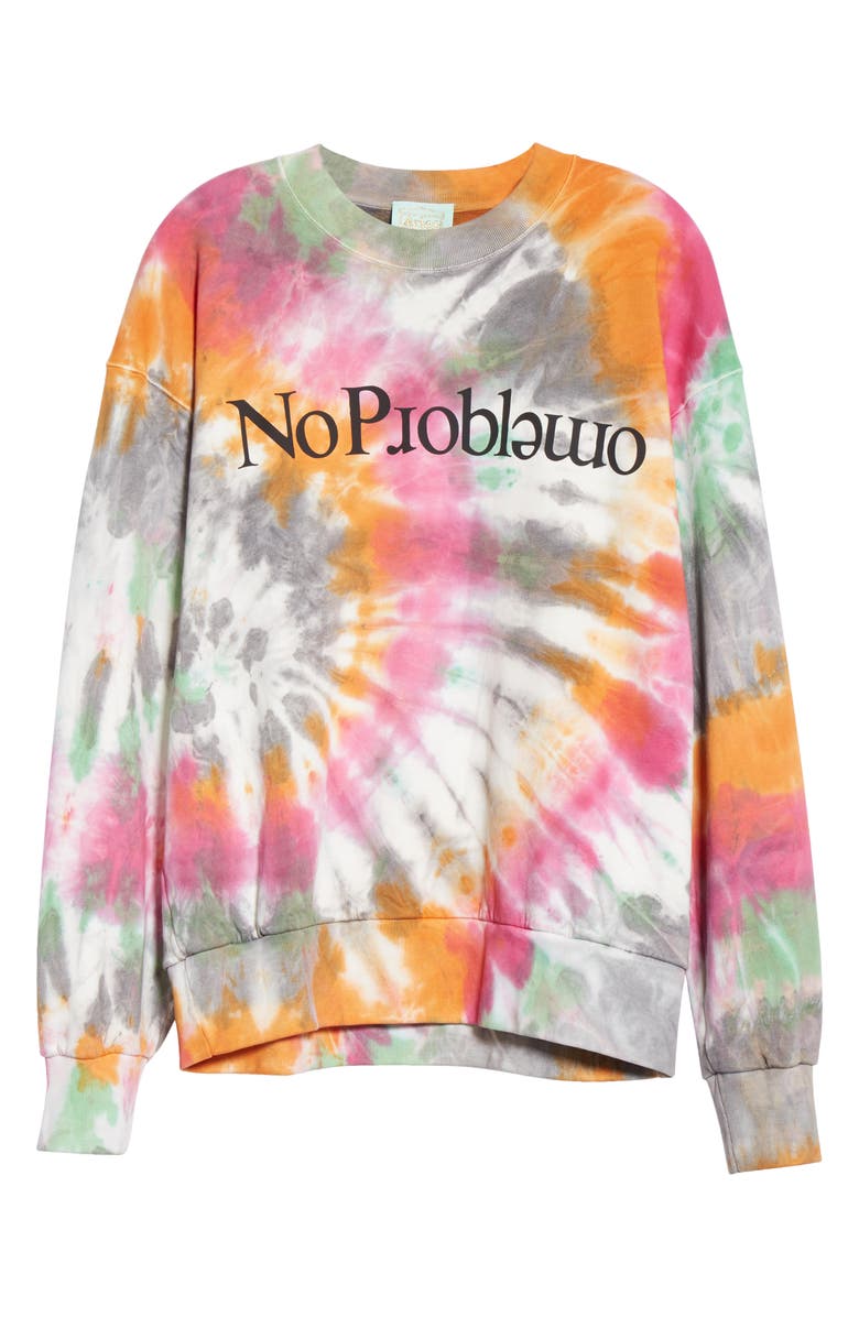 Aries No Problemo Tie Dye Cotton Sweatshirt, Alternate, color,