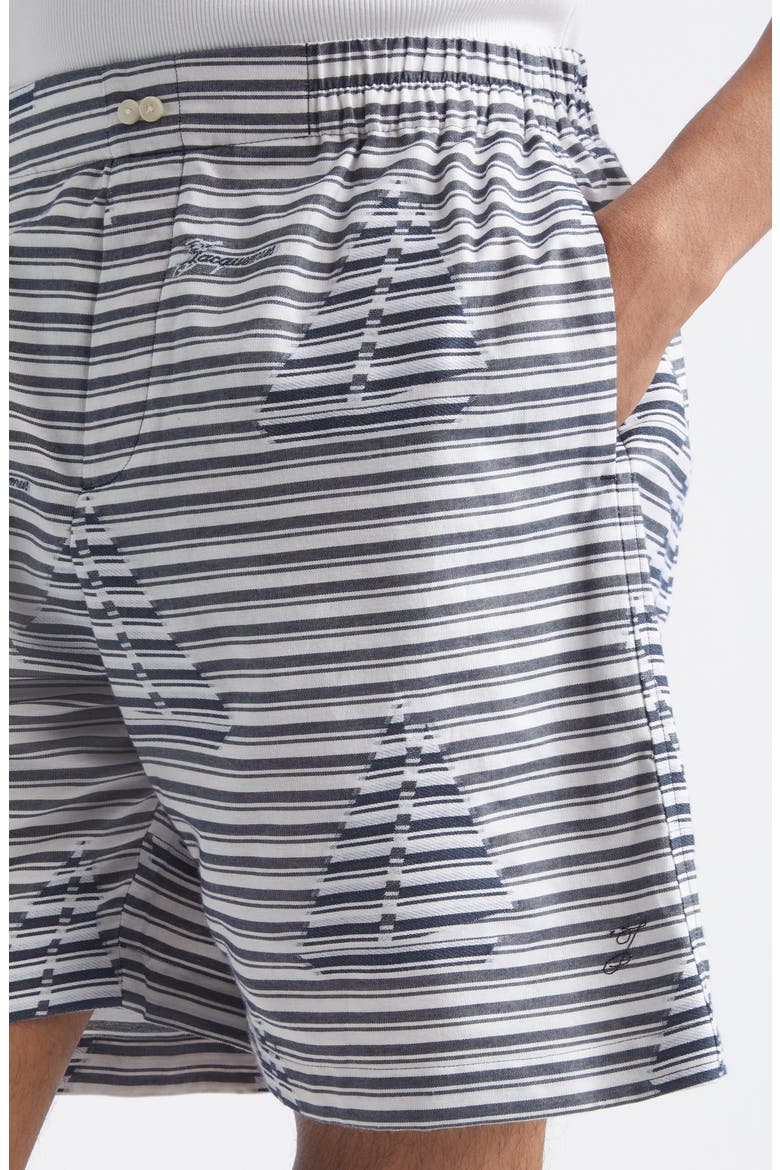 The Caleçon Cotton Jacquard Shorts, Alternate, color, JACQUARD BOAT NAVY / WHITE