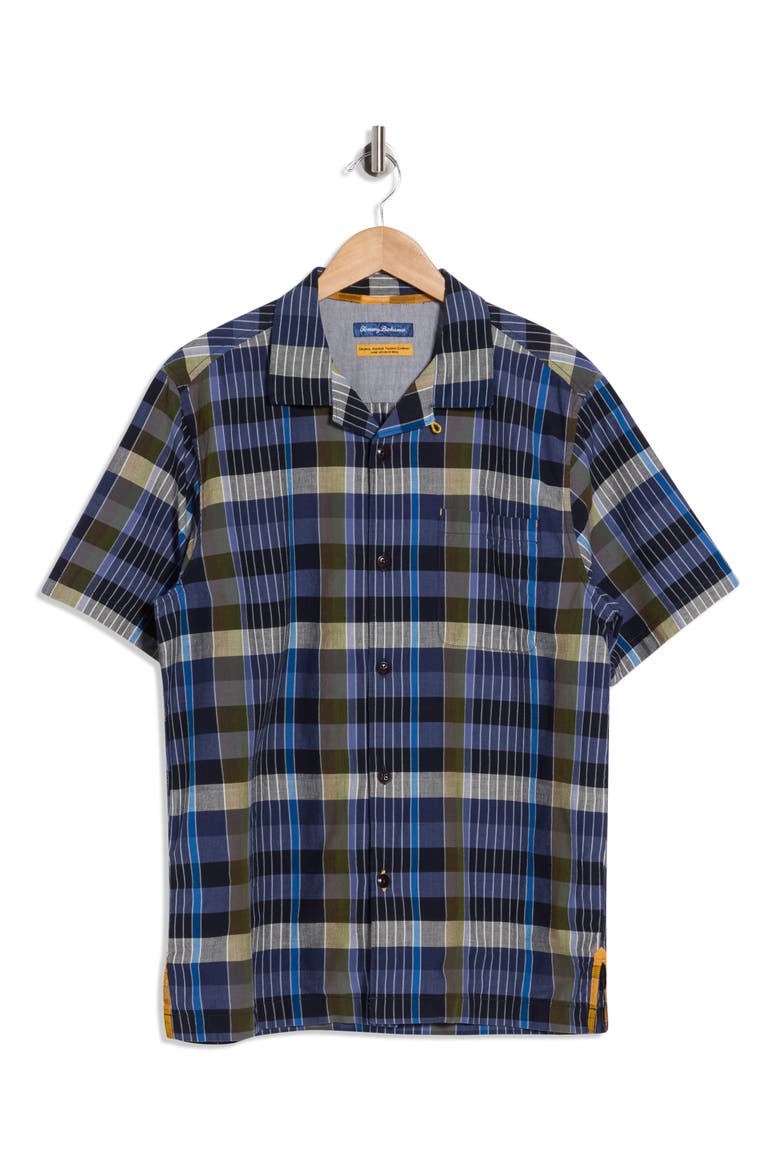 Marina Del Madras Cotton Camp Shirt, Alternate, color, ISLAND NAVY