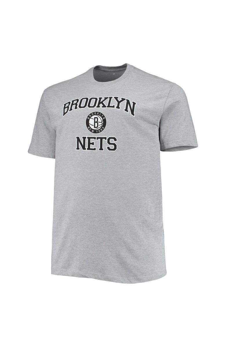 PROFILE Men's Heathered Gray Brooklyn Nets Big & Tall Heart & Soul T-Shirt, Alternate, color, Heather Gray