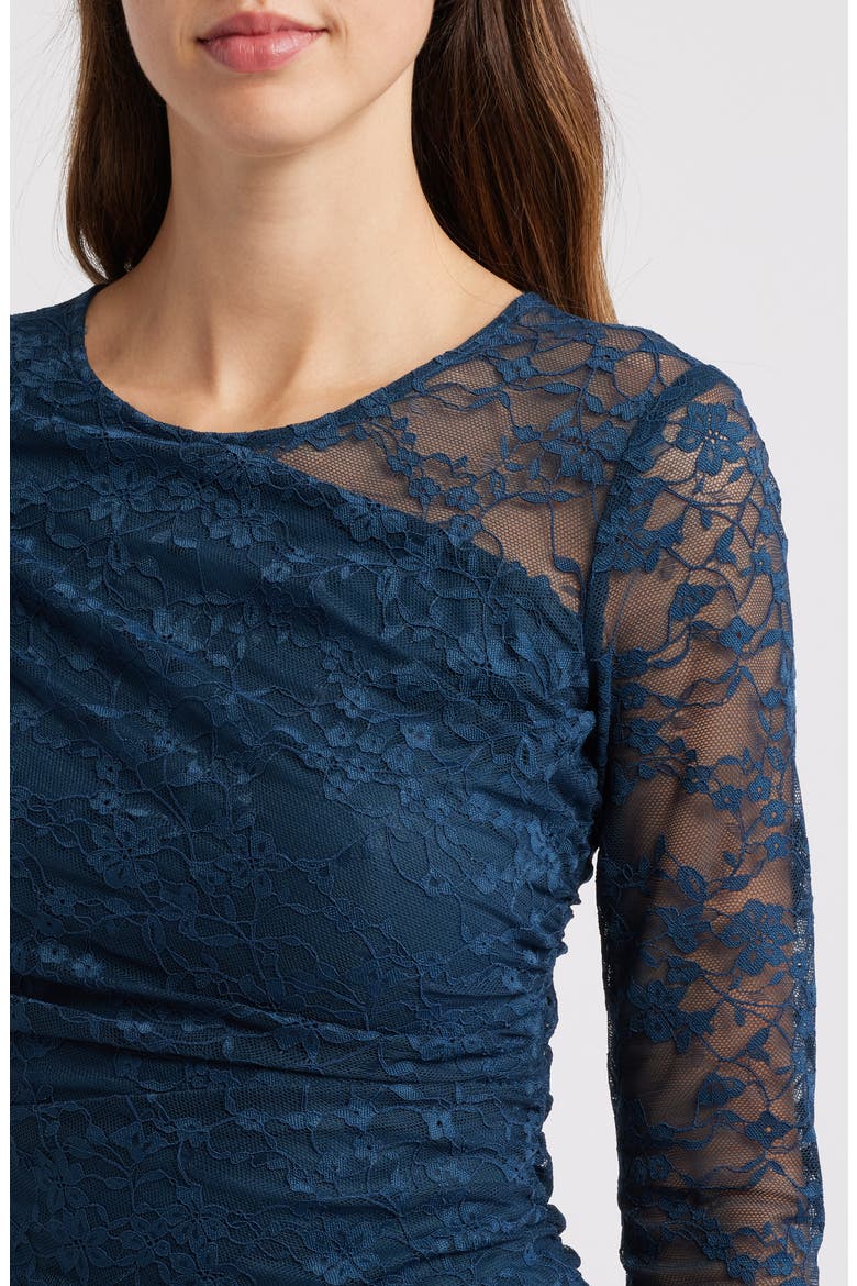 Long Sleeve Lace Body-Con Dress, Alternate, color, PEACOCK