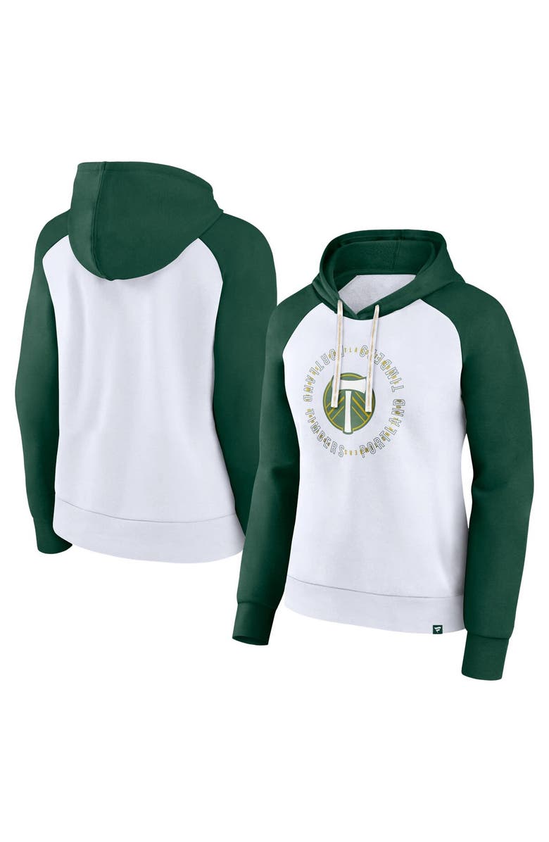FANATICS Women's Fanatics Branded White/Green Portland Timbers Instep Pullover Hoodie, Main, color, 