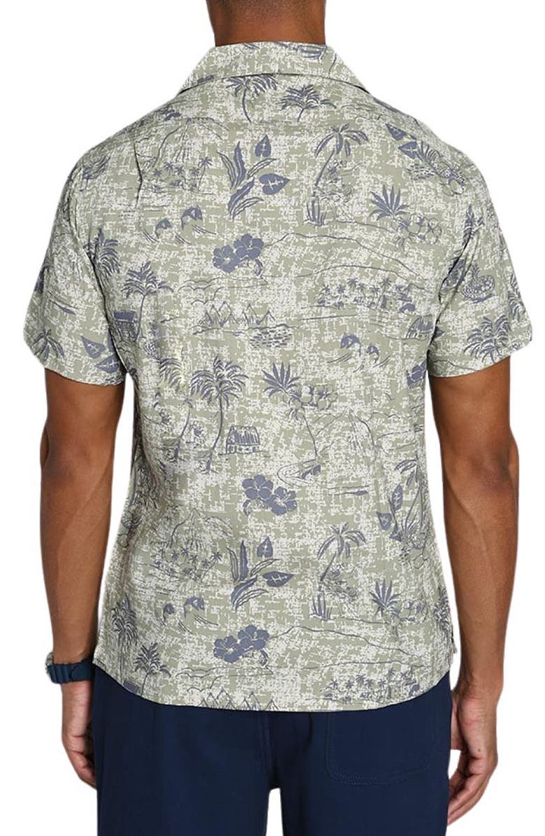JACHS Island Print Short Sleeve Button-Up Shirt, Alternate, color, Tan