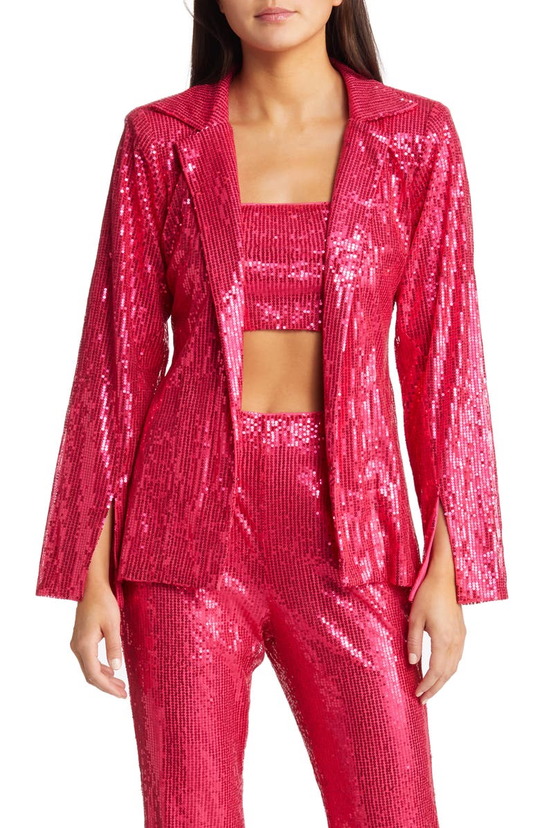 Amy Lynn Plunge Neck Sequin Blazer, Main, color, 