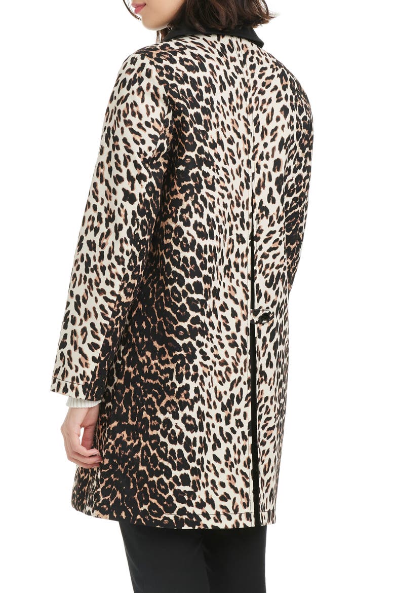 water resistant leopard print a-line raincoat, Alternate, color, DOWNTOWN LEOPARD