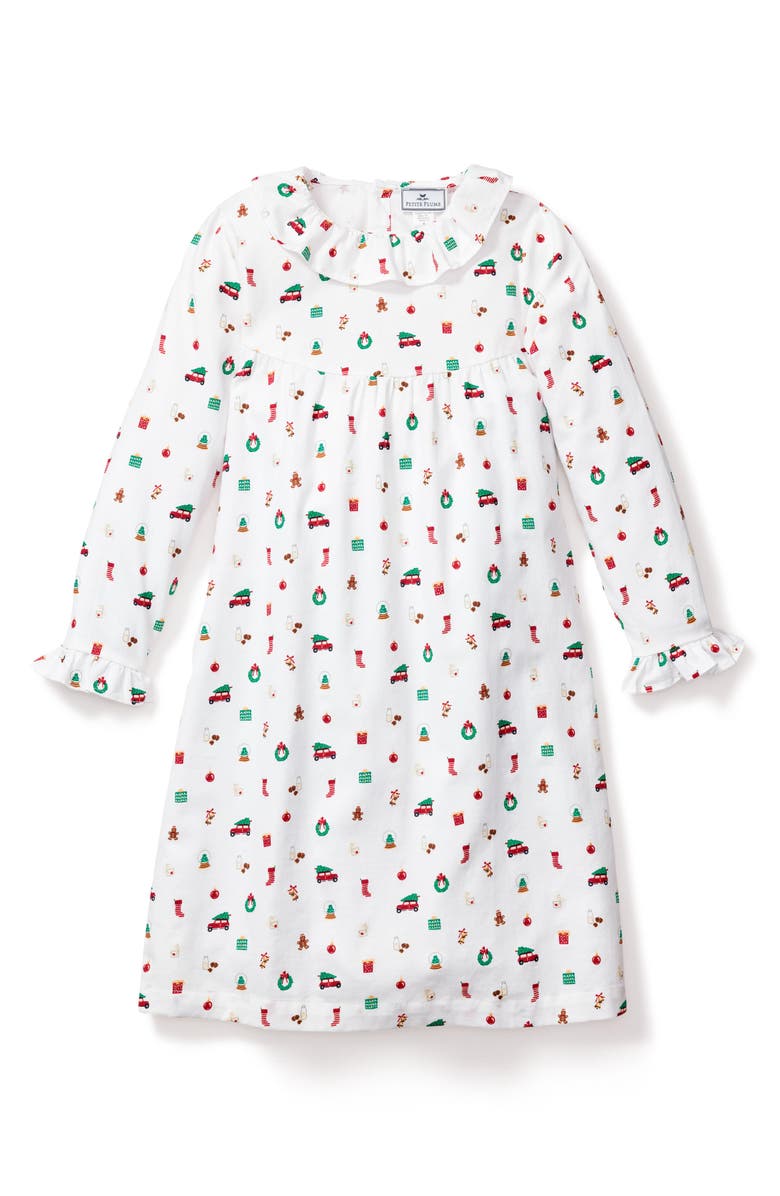 Petite Plume Kids' Scarlett Winter Nostalgia Cotton Blend Twill Nightgown, Alternate, color, White