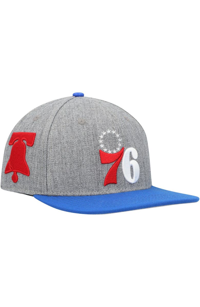 PRO STANDARD Men's Pro Standard Gray/Royal Philadelphia 76ers Classic Logo Two-Tone Snapback Hat, Main, color, Gray