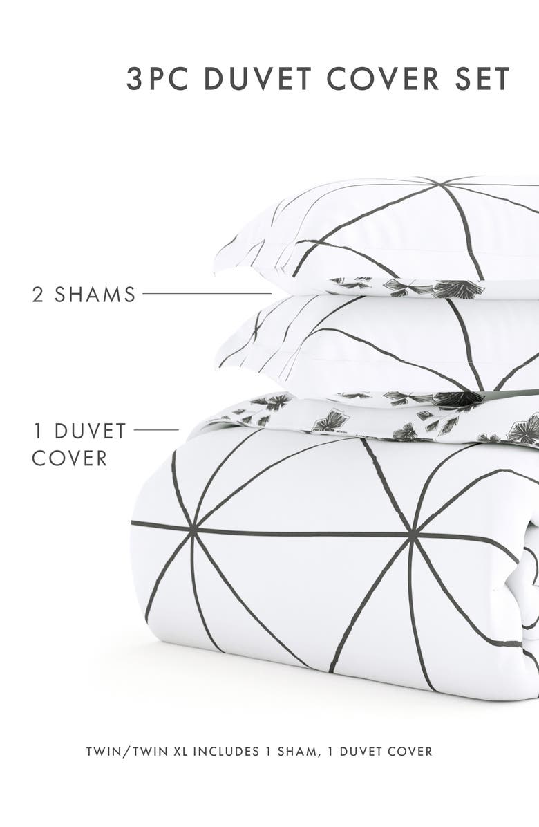 HOMESPUN Home Spun Premium Ultra Soft Edgy Flowers Pattern 3-Piece Reversible Duvet Cover Set, Alternate, color, Gray