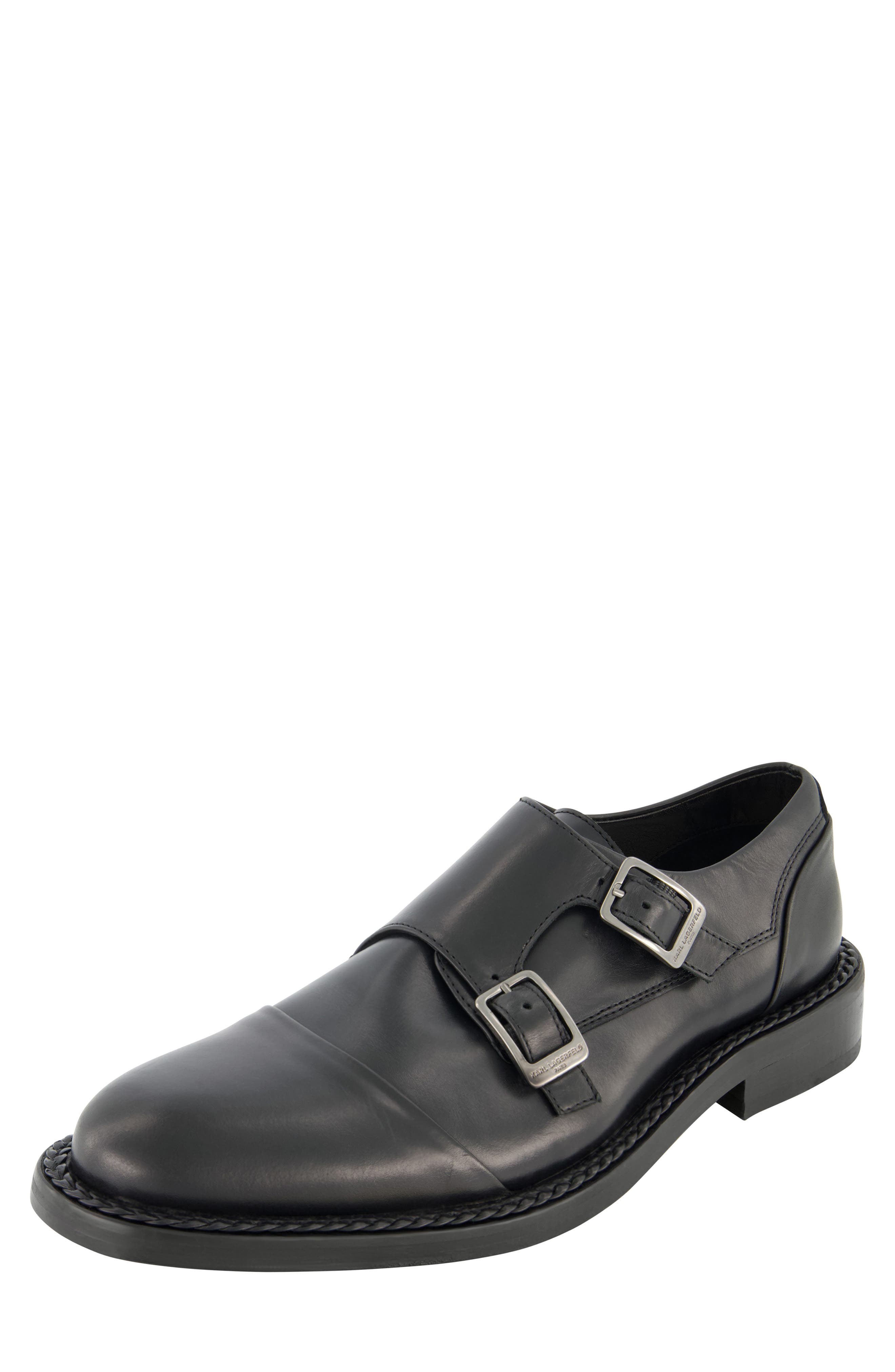 KARL LAGERFELD PARIS Double Monk Strap Shoe, Main, color, Black