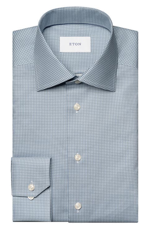 Slim Fit Diamond Geometric Print Dress Shirt