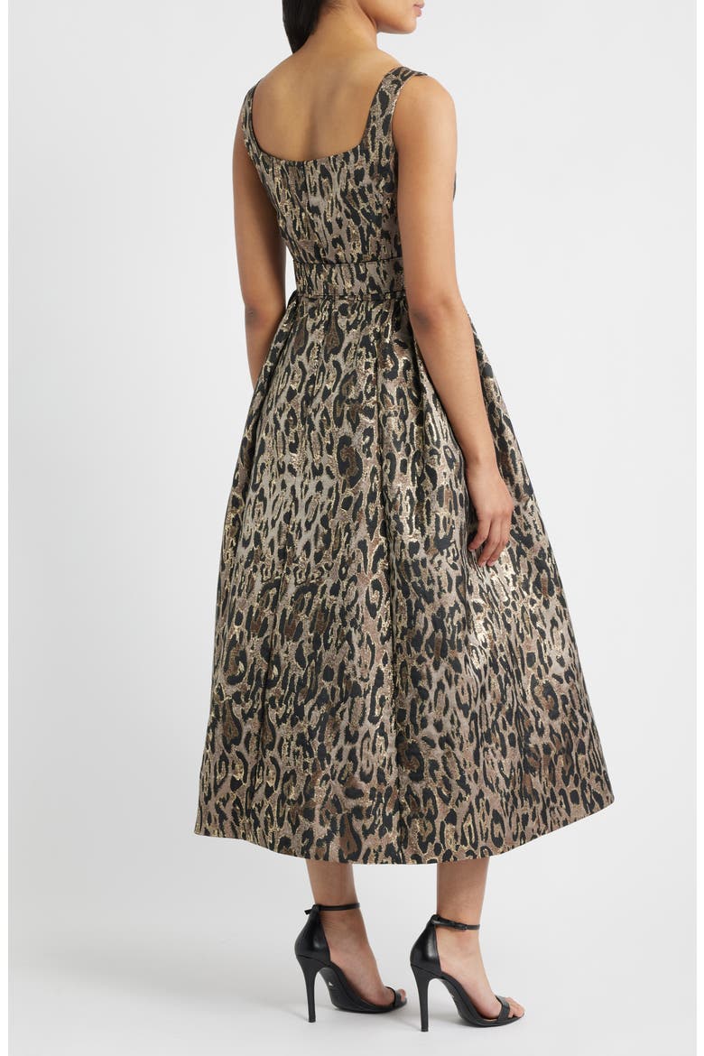 Jacquard Sleeveless Gown, Alternate, color, BLACK/ BEIGE MULTI