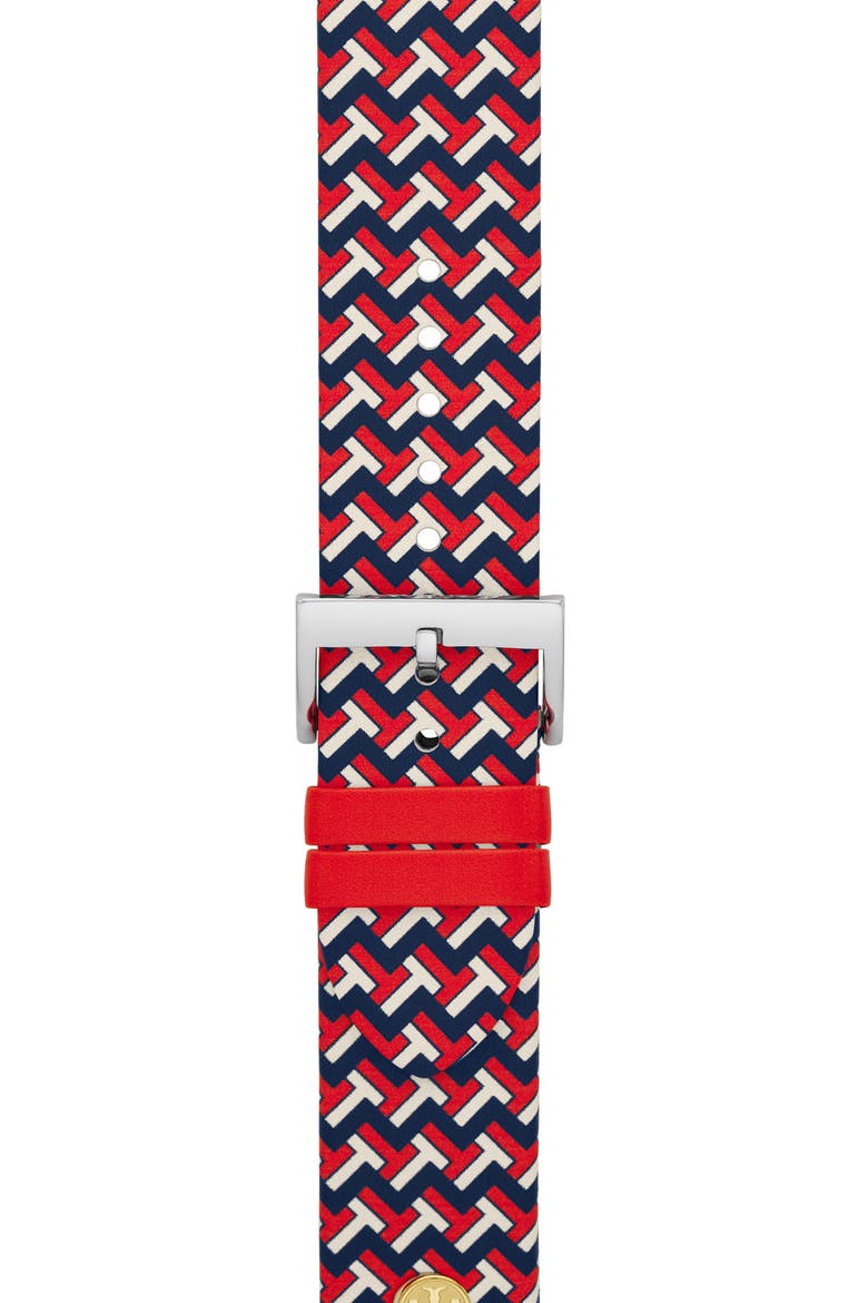 T-Zag Leather Strap for Apple Watch®, 38mm/40mm, Alternate, color, RED/ MULTI