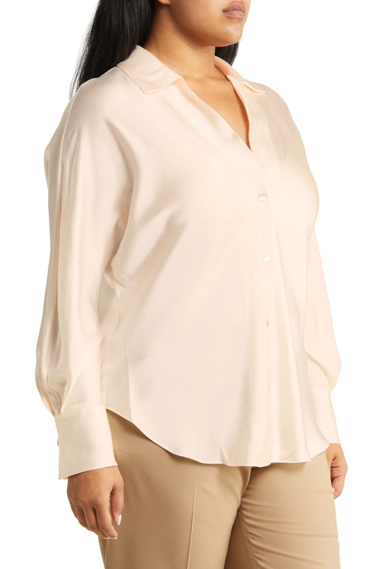Fitted Silk Button-Up Blouse, Alternate, color, CHIFFON