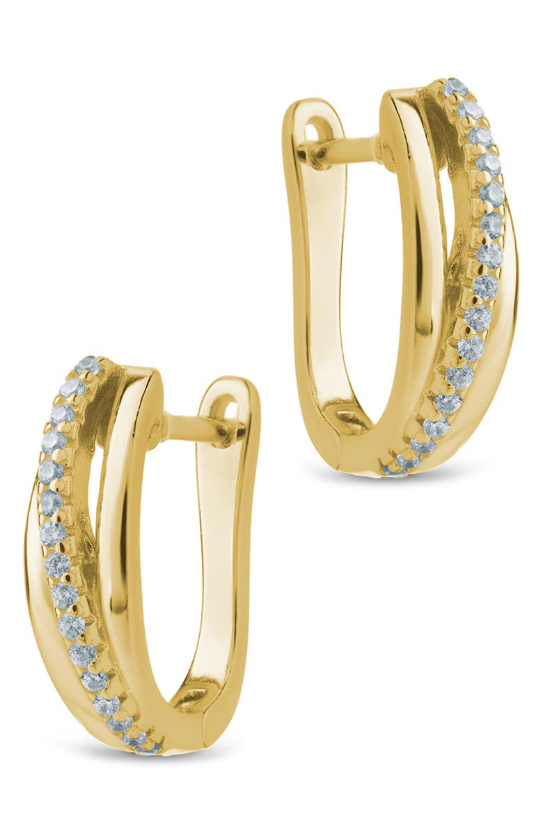Sterling Forever Benedetta Twist Pavé Hoop Earrings, Alternate, color, Gold