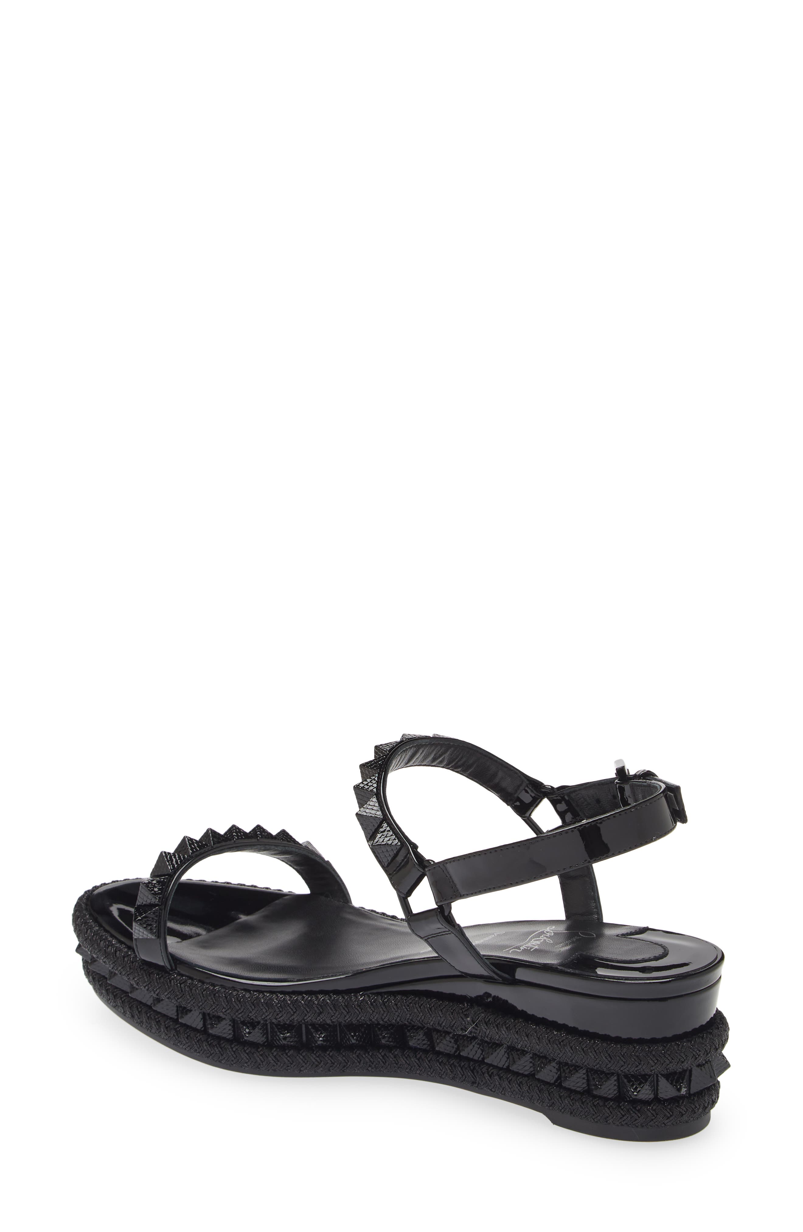 Christian Louboutin Pyraclou Glitter Espadrille Wedge Sandal, Alternate, color, 