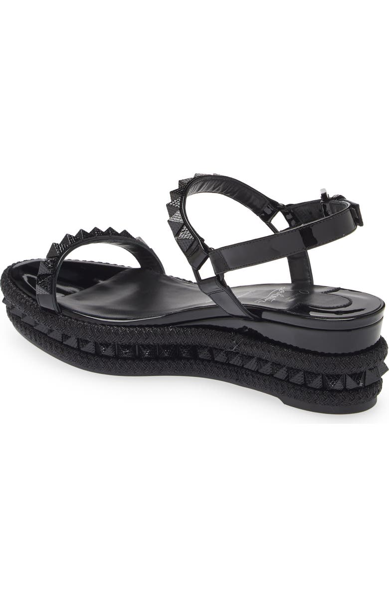 Christian Louboutin Pyraclou Glitter Espadrille Wedge Sandal, Alternate, color, Black