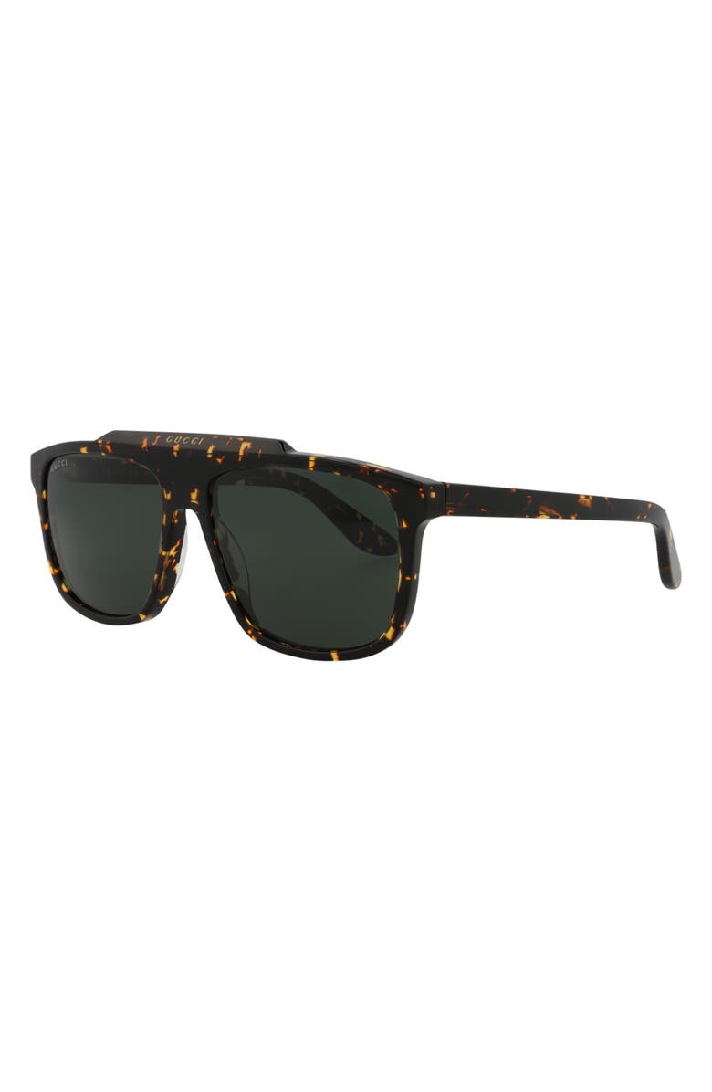 Gucci 58mm Aviator Sunglasses, Alternate, color, Havana Havana Green