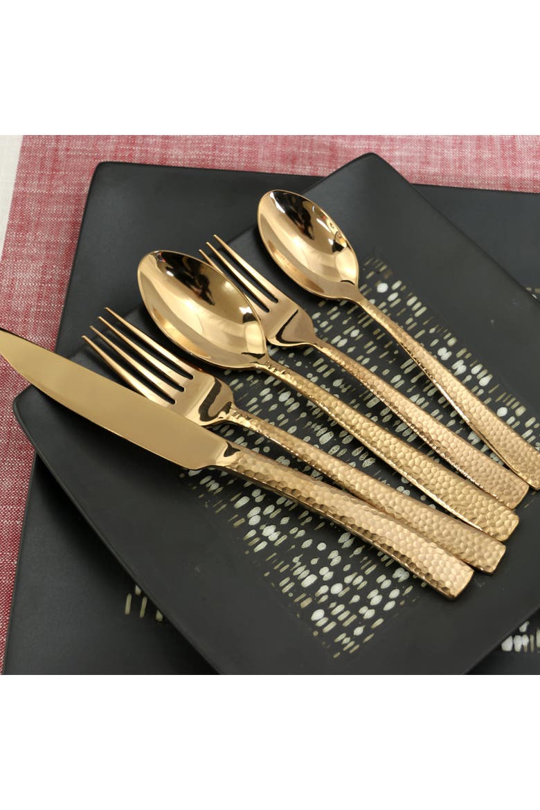 Stonehenge 20 Piece Flatware Set  Gold, Alternate, color, Metallic Gold