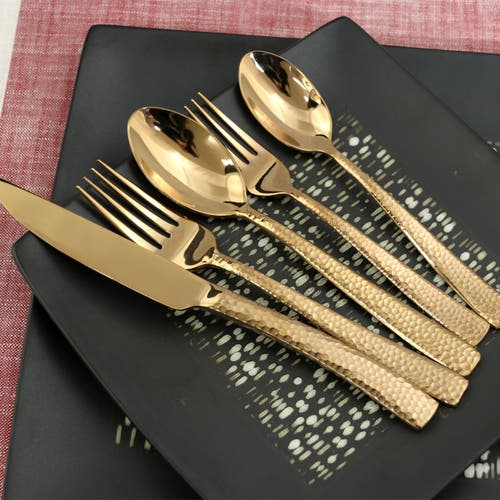 Gibson Elite Stonehenge 20 Piece Flatware Set Gold In Gold