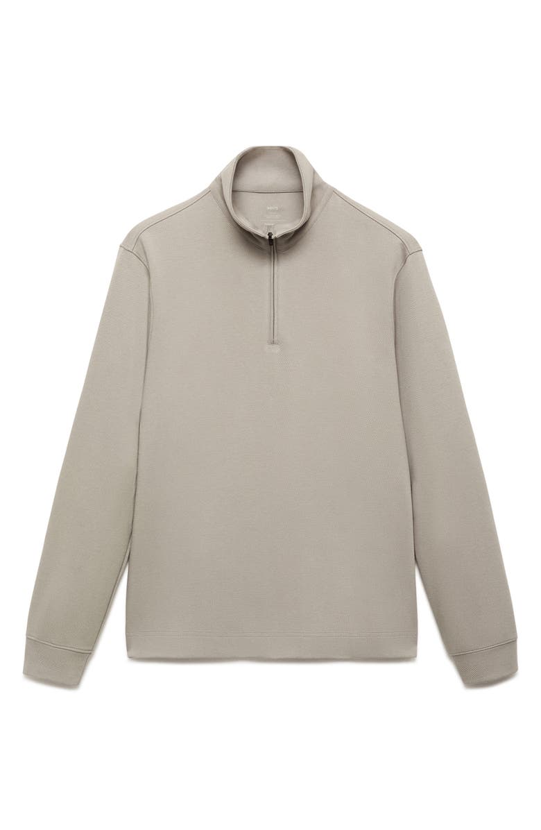 MANGO Thermoregulated Regular Fit Quarter Zip Sweater, Alternate, color, Light/ Pastel Grey