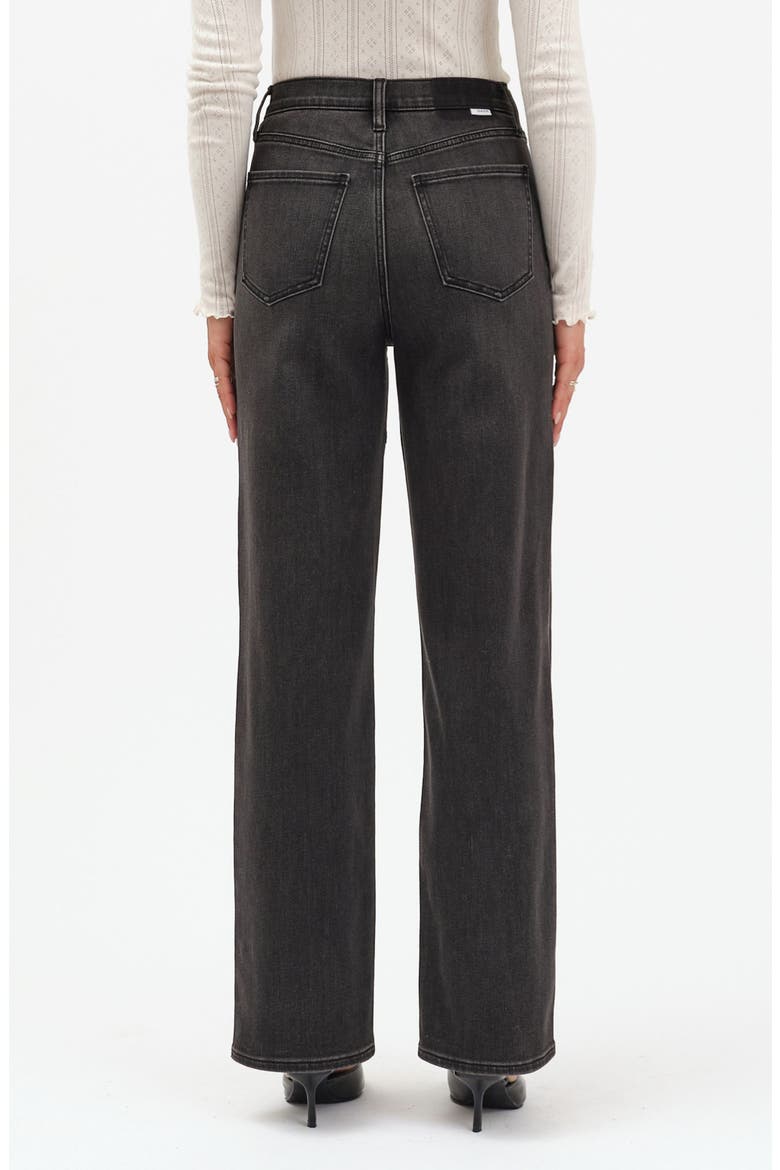 City Two-Tone High Waist Straight Leg Jeans, Alternate, color, BLACK DOUBLE DIP